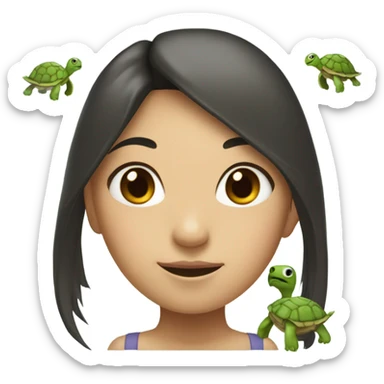 asian girl head attached to turtle body sticker