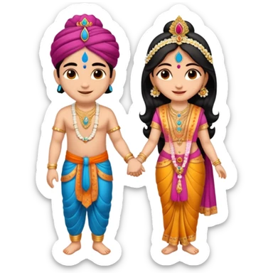 Krishna and Radha cute standing together with fuet sticker