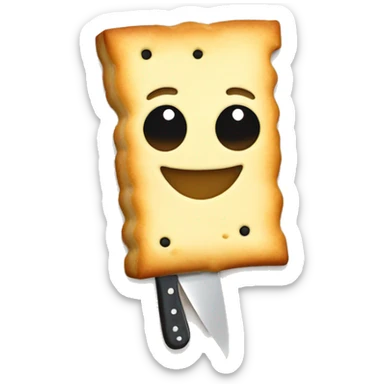 poptart smiling holding a knife sticker