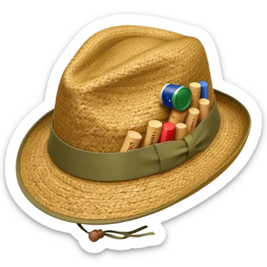 Austrailian bush hat with cork hanging down sticker
