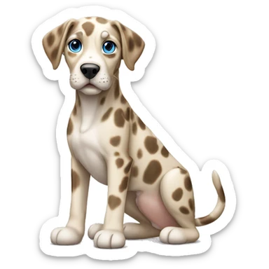 tan and white catahoula leopard dog full-body blue eyes sticker