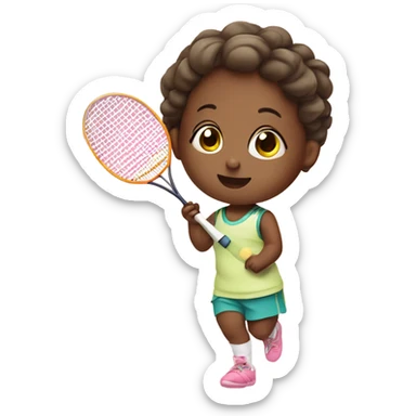 Cute baby girl playing badminton  sticker