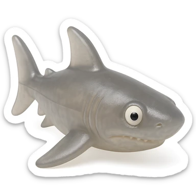 hyper-detailed retro 90's toy style shark, very transparent, natural gray, soft plastic, derpy eyes, soft reflections, soft and squishy, some cloudiness, not shiny, highly detailed, appealing, no tag, no background sticker