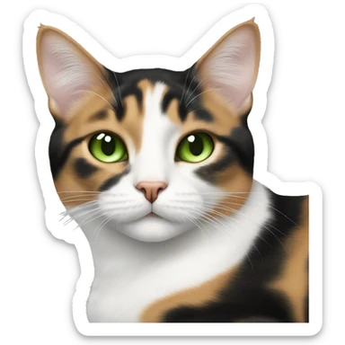Realistic cat calico with green eyes sleeping sticker