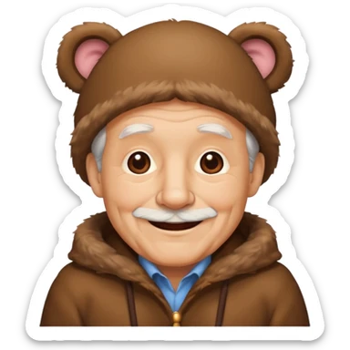  bear costume old men sticker