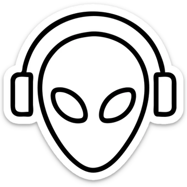 Alien with headphones sticker