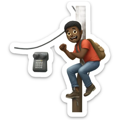 Black guy climbing a telephone pole  sticker