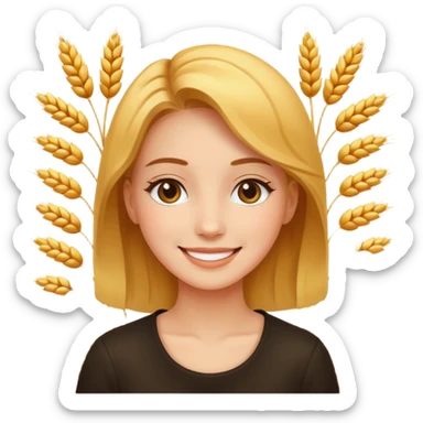 women happy satisfied with minimal wheat flying arround sticker