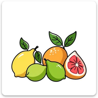 sour fruits, hand drawn style, notion style sticker