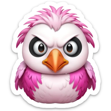 pink puffin angry steam sticker