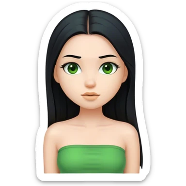 Girl with long straight black hair and green tube top  sticker