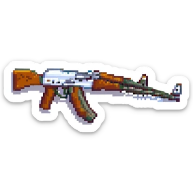 pixel art AK-47 assault rifle, no background sticker