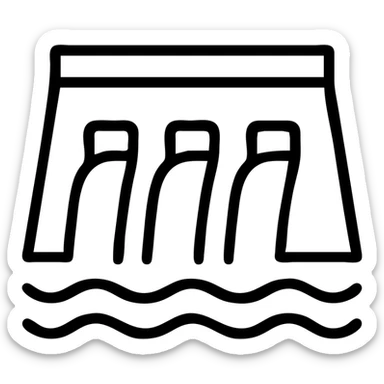 outlined dam with water flowing icon sticker