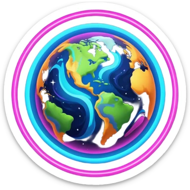 Neon earth sticker