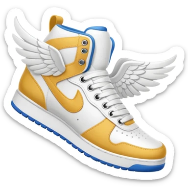 white winged sneakers mid air sticker