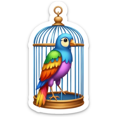 colored bird in cage sticker
