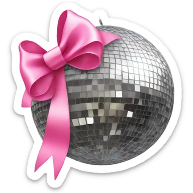 Disco ball with pink bow sticker