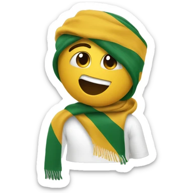 football fan with scarf over head hands up sticker