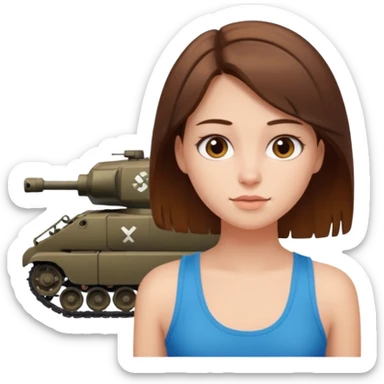 Brown haired girl with tank top on  sticker