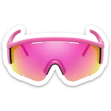 sporty pink shield visor sunglasses with robust thick frame, athletic design, substantial build, one-piece lens, sporty style sticker