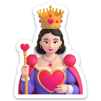 Queen of Hearts from Alice in Wonderland, classic look, crown and heart scepter sticker