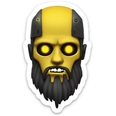 black metal cyborg head with yellow beard sticker
