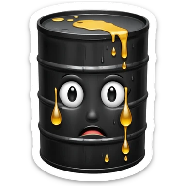 crying oil barrel (use the default tear drops and oil barrel emoji to create it) sticker