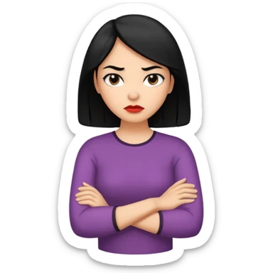pouty arms crossed emoji woman with black hair sticker