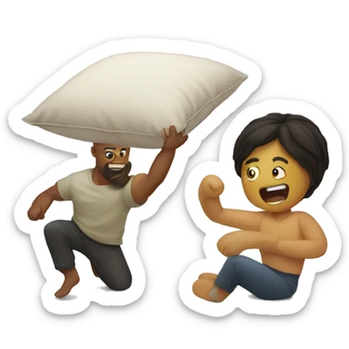 Pillow fight couple sticker