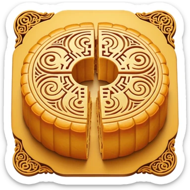 one chinese moon cake cut in half sticker