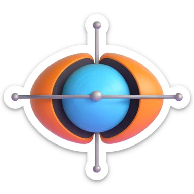 neutron approaching nucleus with cross section highlighted sticker