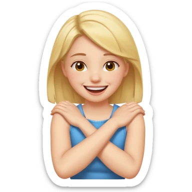 arms crossed holding neck laughing girl sticker