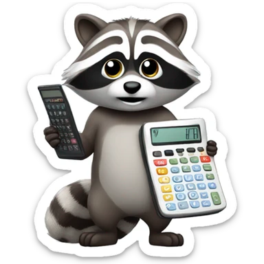 Racoon with a calculator sticker