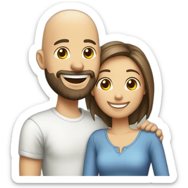 Happy-secret-couple-bald-guy-with-beard-pixie-haired-girl sticker