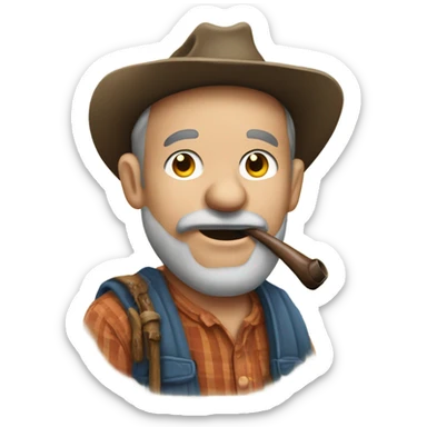 Hillbilly man with a pipe sticker