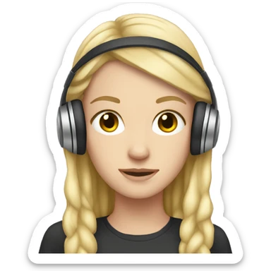 white girl headphones on sticker