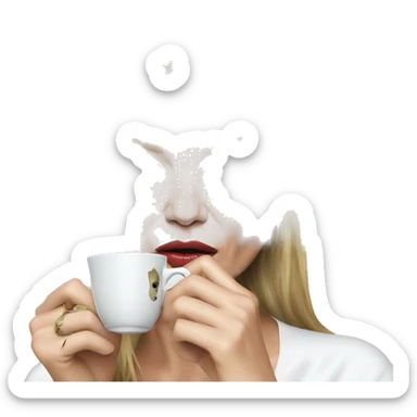 Kate moss drinking tea sticker