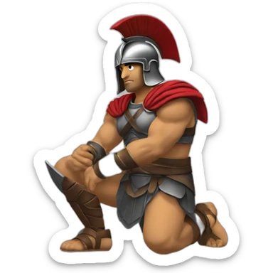 spartan warrior kneeling sticker