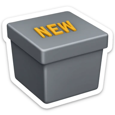 create the word " NEW" In grey color square shape box in capital letter sticker