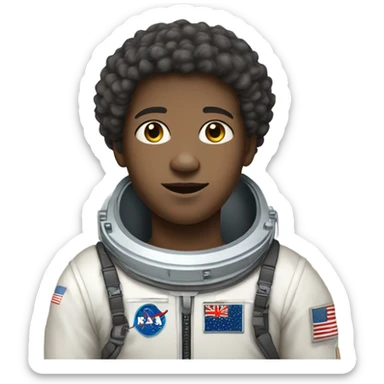 1 full-body Afro light-skinned skinned male teenager in a space suit. sticker