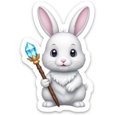White bunny with wand and with cristals sticker