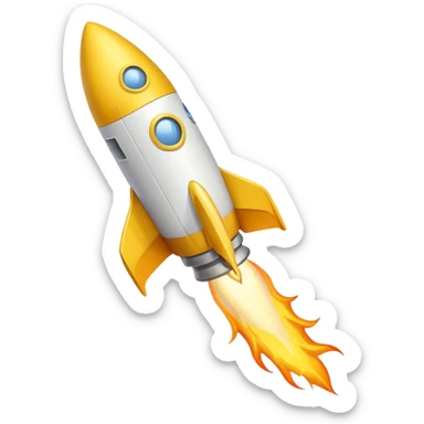 Prompt 18: "Ecom Accelerator…"
Graphic: 🚀 Rocket icon (white with yellow flame).
Animation: Rocket launches upward with trail.
Background: Transparent. sticker