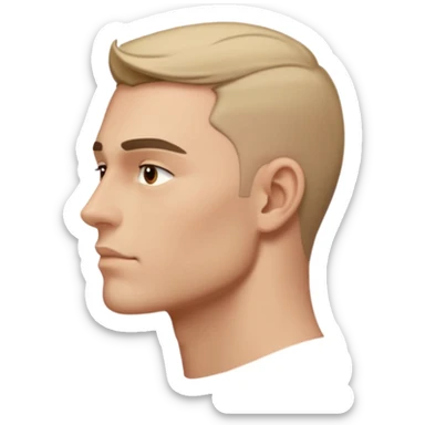person's jawline from a side angle, pronounced masculine jawline, neutral expression sticker