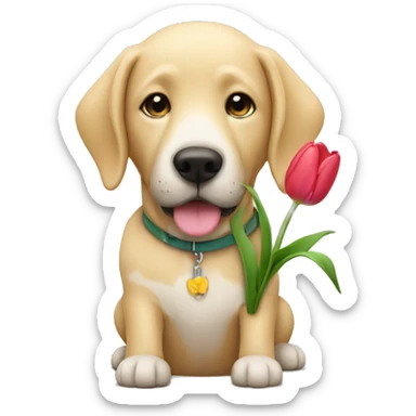a guide dog with a tulip sticker