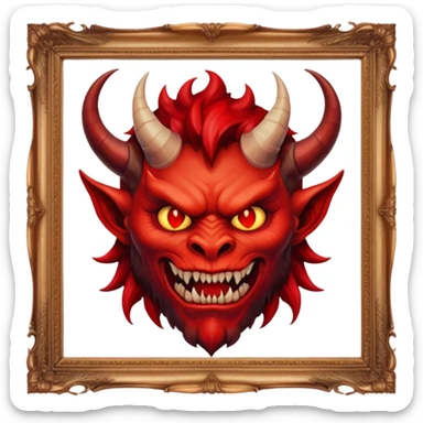 oil painting in frame, portrait of a demon sticker