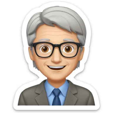 Un locutor de radio, pelo canoso, con gafas sticker