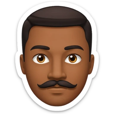 someone with brown hunter eyes, black slicked back hair , great jawline , and a mustache + goatee combo sticker