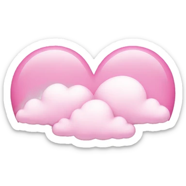 pink heart + cloud sticker