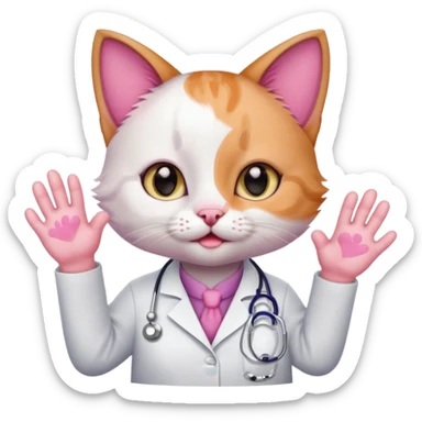 cute doctor kitten with paws up sticker