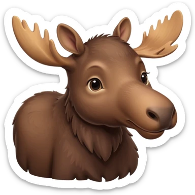 A high-resolution digital illustration of a baby moose in a clean, semi-realistic style. The baby moose is shown facing sideways head tilted  sticker